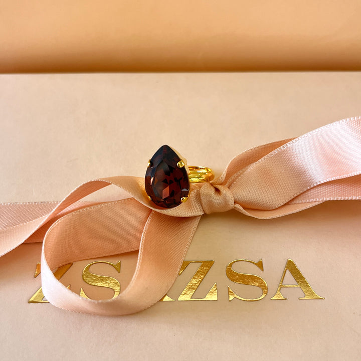 Purple teardrop Preciosa crystals set