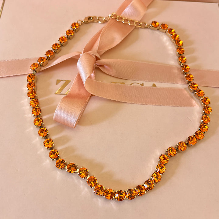 Orange Swarovski crystal necklace