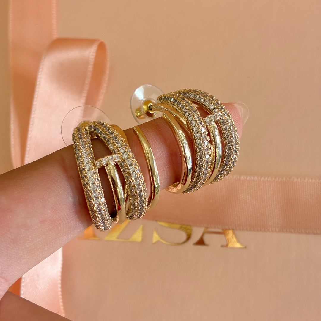 Gold plated zircone hoops