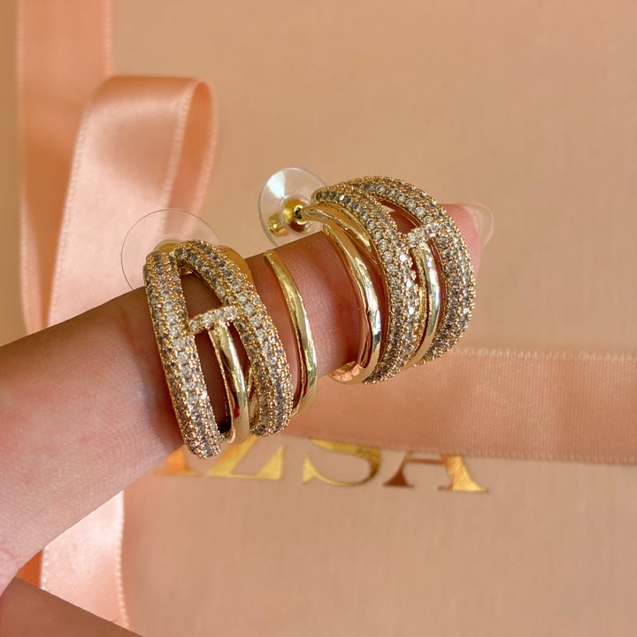 Gold plated zircone hoops