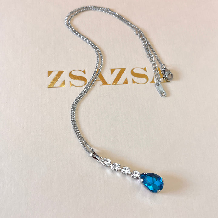 Turquoise teardrop Preciosa crystals set