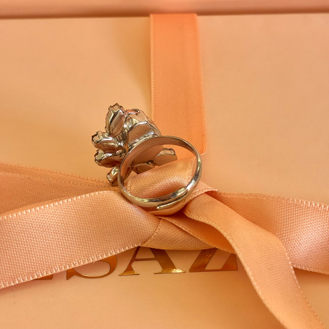 Pink teardrop silver plated set