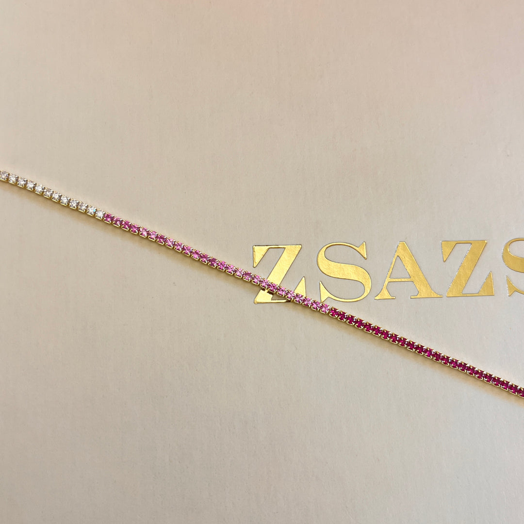 Gradient fuchsia zircone necklace and bracelet
