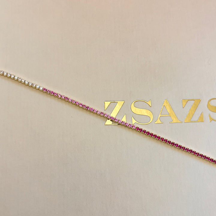 Gradient fuchsia zircone necklace and bracelet