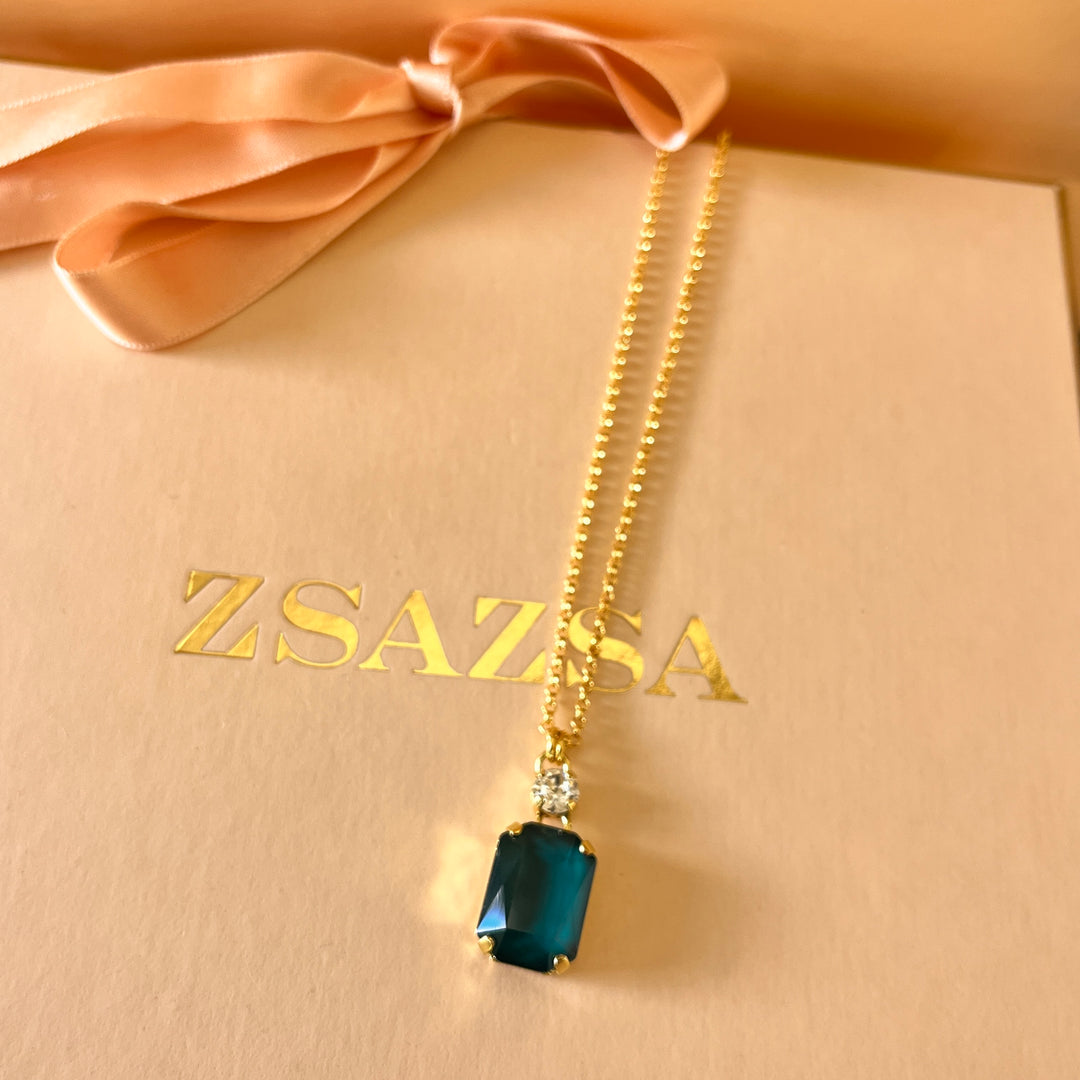 Dark green rectangular Swarovski crystals set