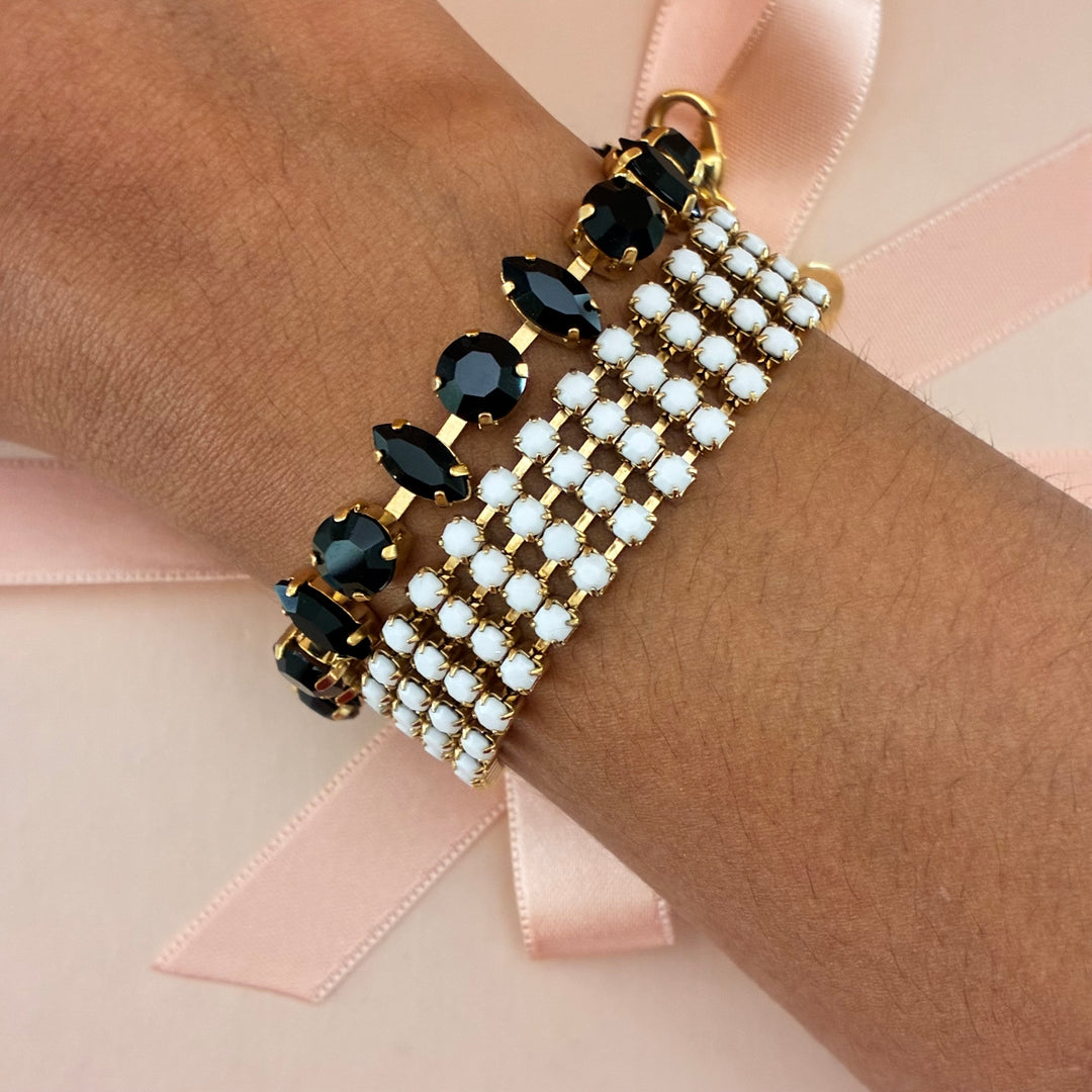 Marquise black and white 5 rows brawler