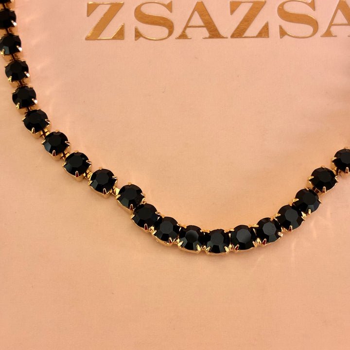 Black Preciosa crystals gold plated set