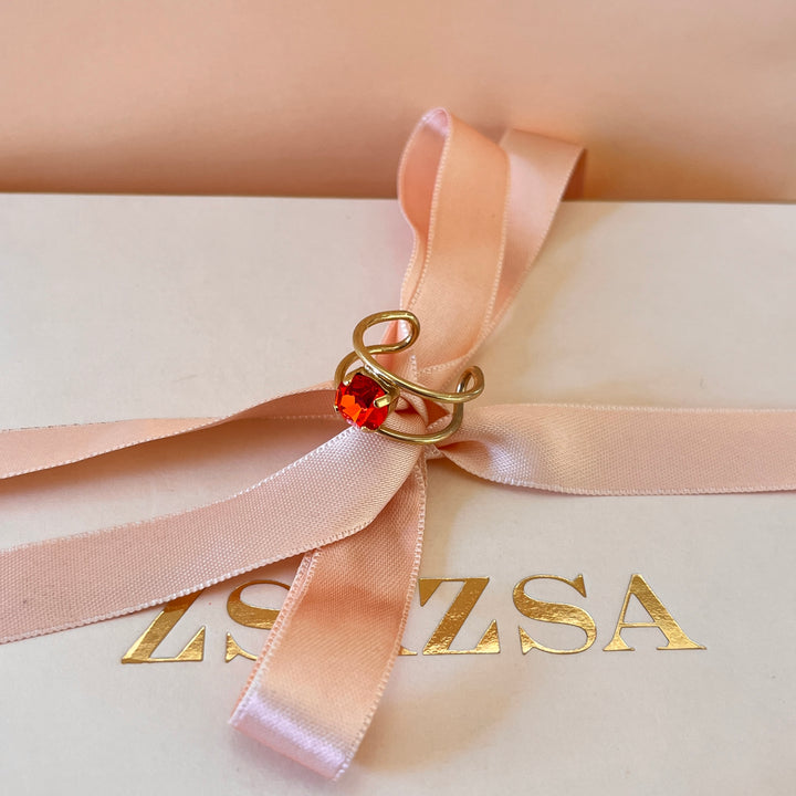 Orange Swarovski crystals ring