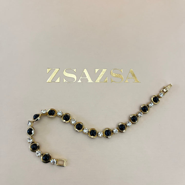 Dainty black & gold rhinestone set