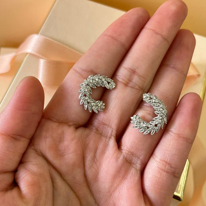 Silver marquise zircone earrings