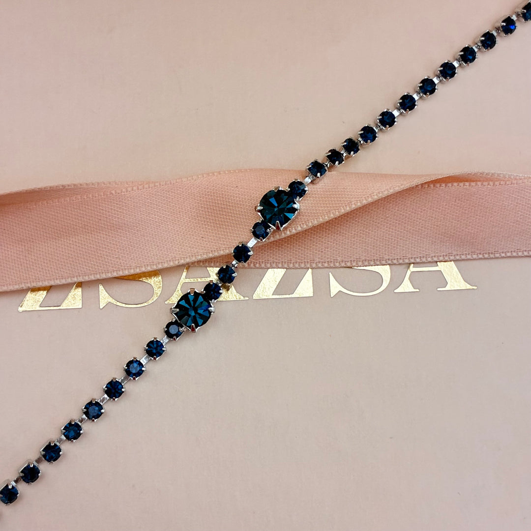 Navy blue Preciosa crystals silver bracelet