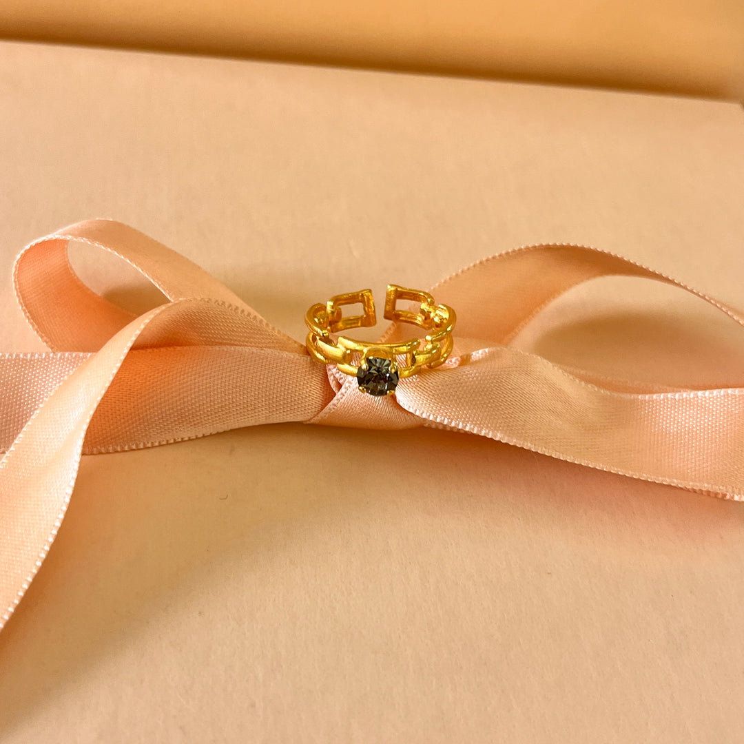 Grey handmade gold plated ring