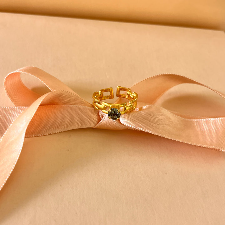 Grey handmade gold plated ring