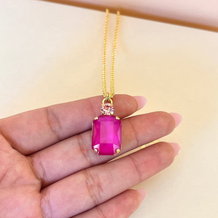 Fuchsia rectangular Swarovski crystals set