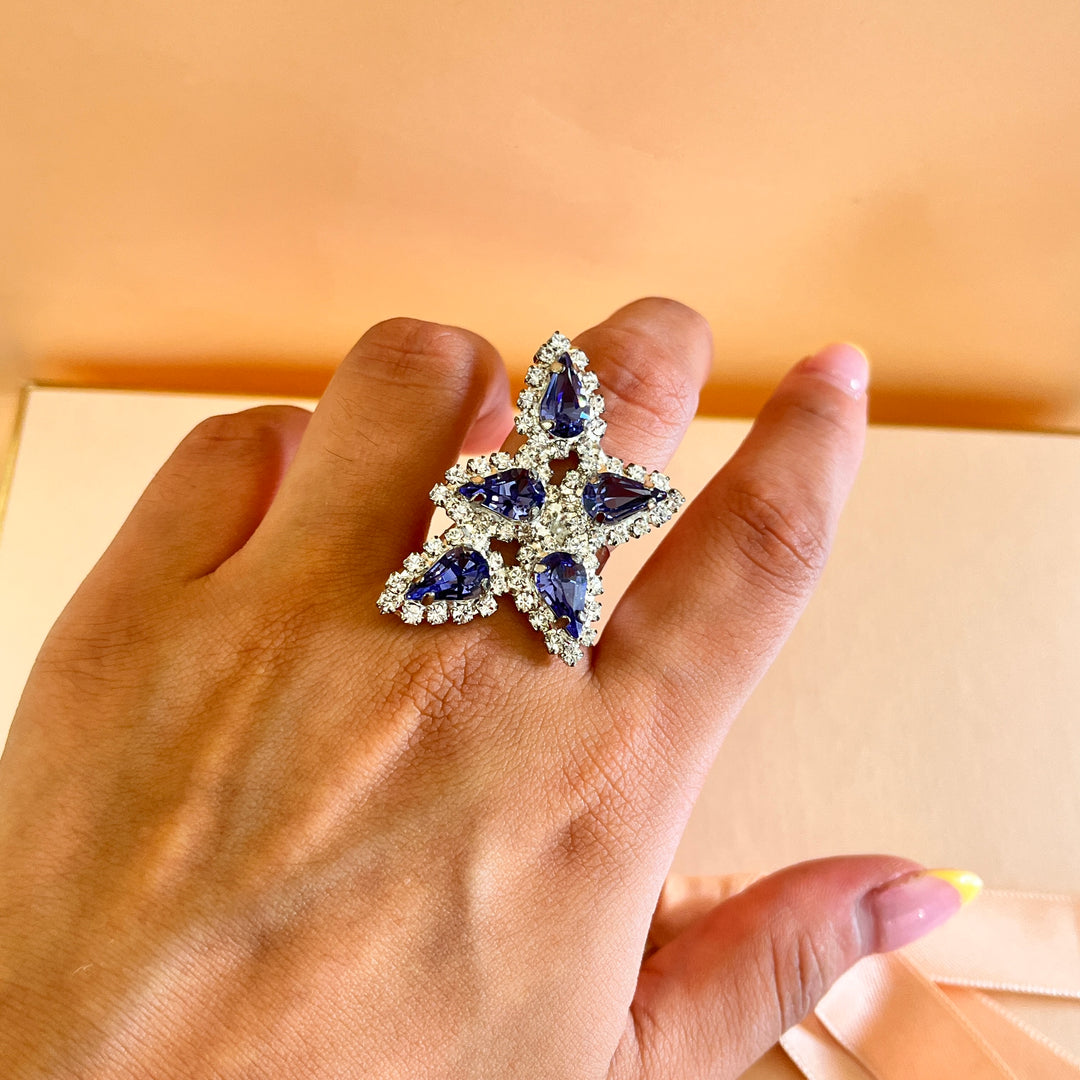 Purple teardrop preciosa crystals silver set