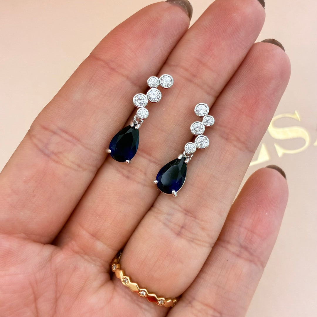 Navy blue zircone silver set
