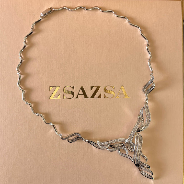 Silver zircone baguette set