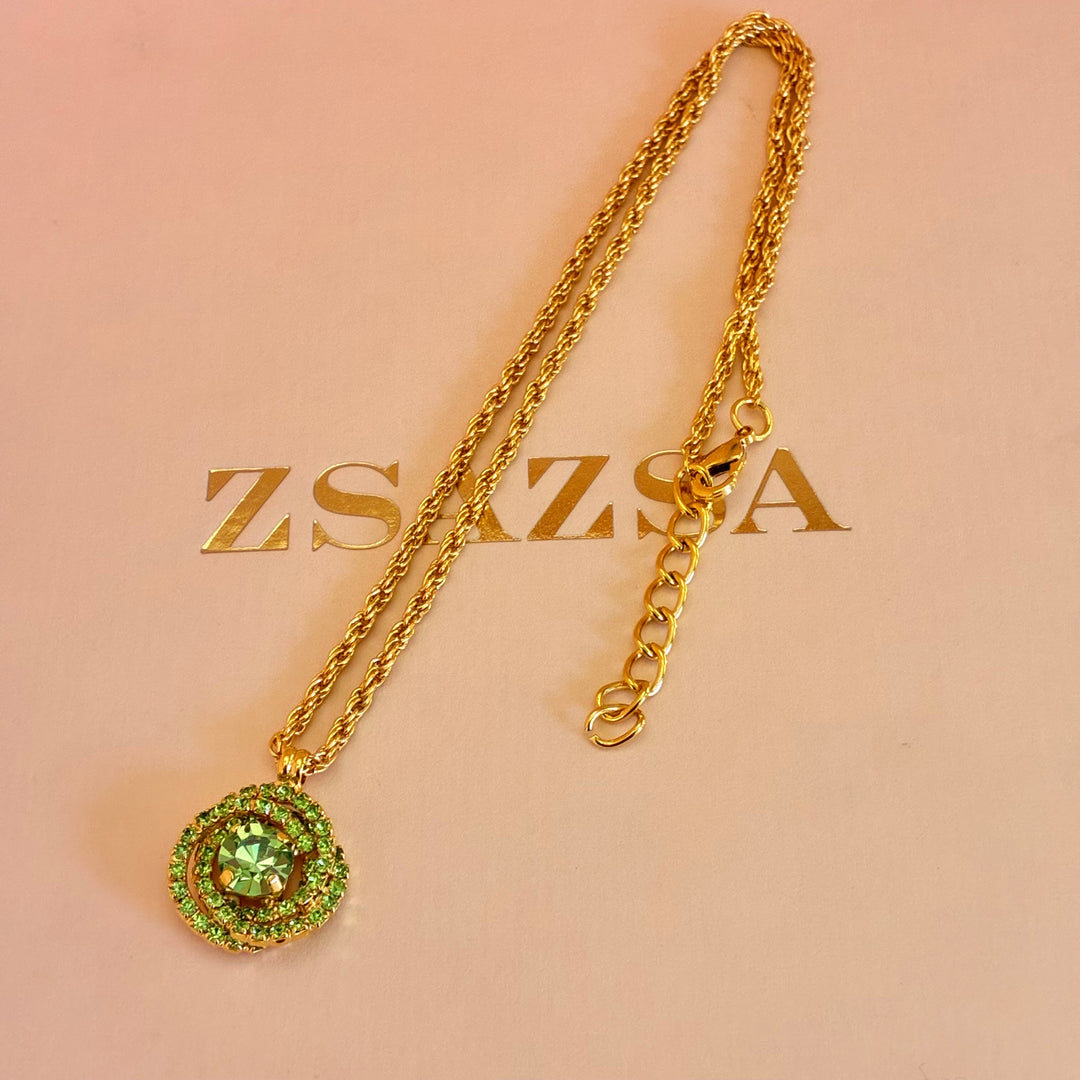 Round green Preciosa crystals pendant