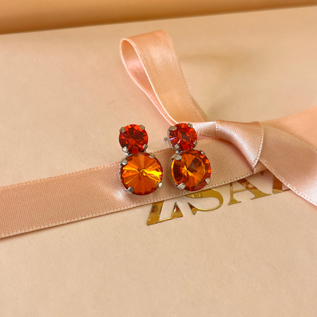 Orange Swarovski crystals studs