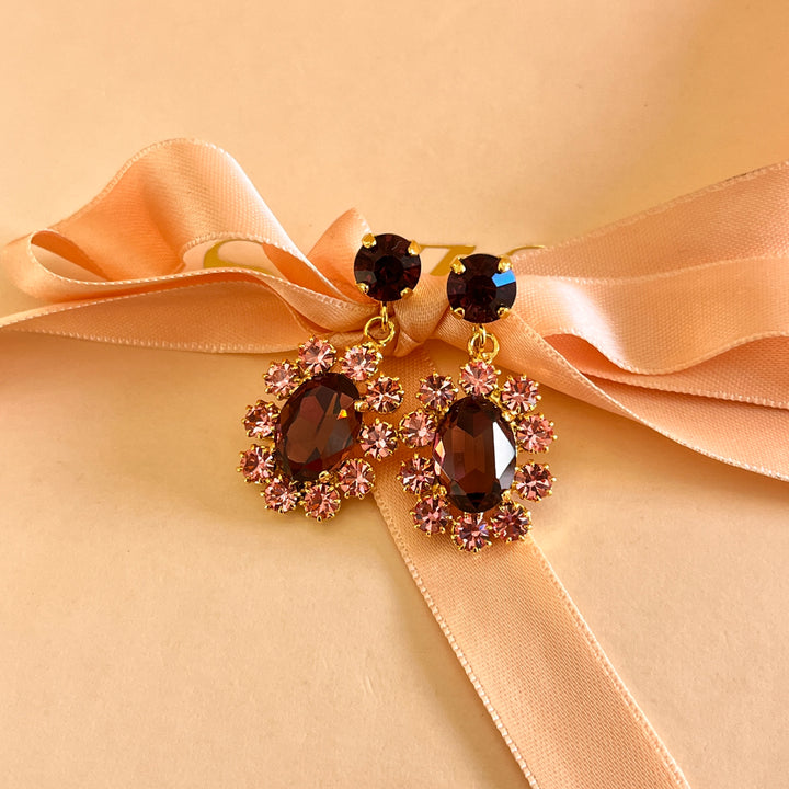 Purple and light pink preciosa crystals set