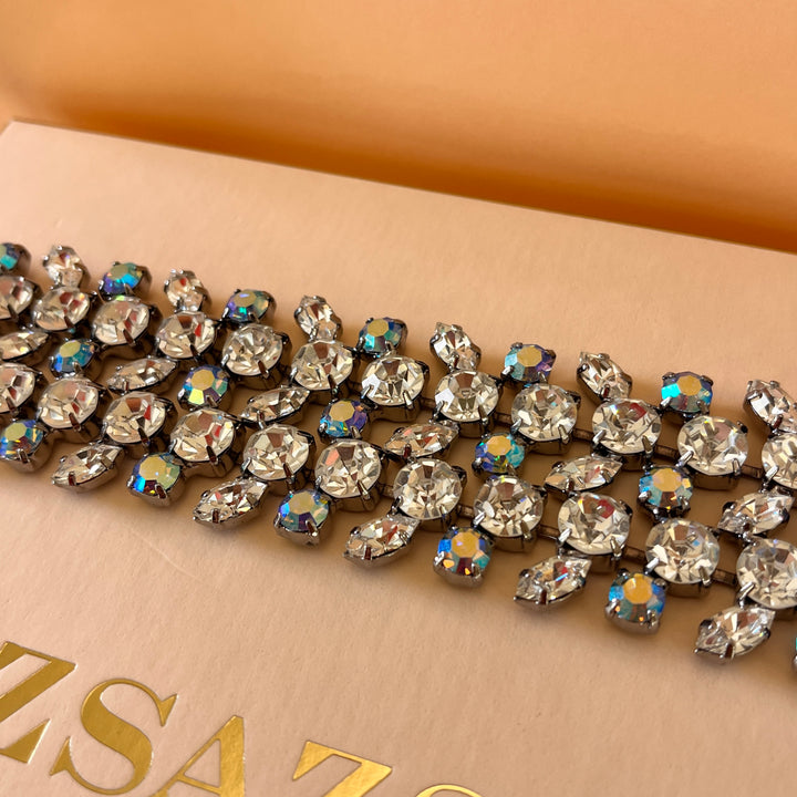 Iridescent turquoise Swarovski crystals bracelet