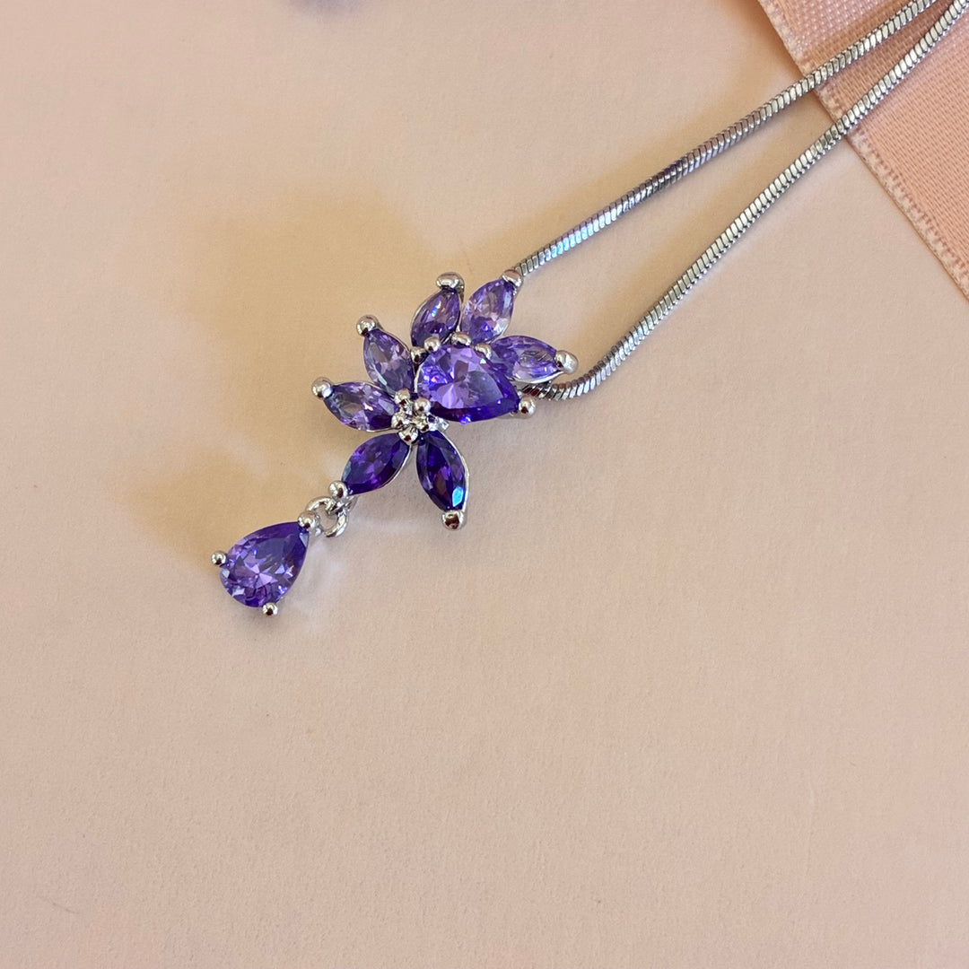 Marquise lilac zircone silver set