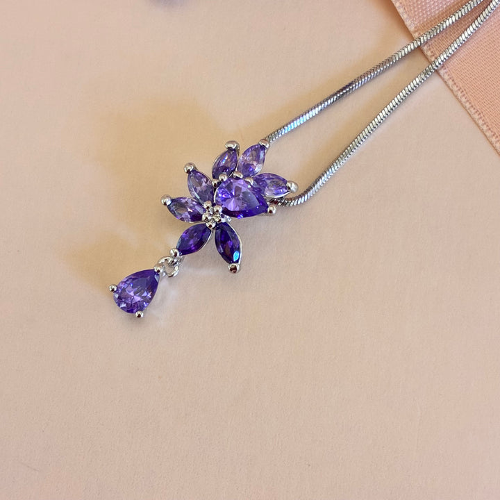 Marquise lilac zircone silver set