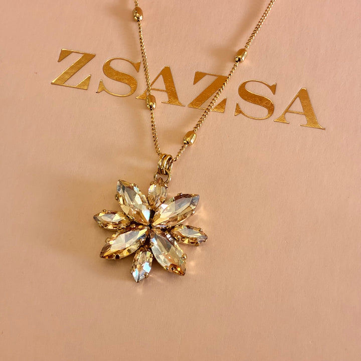 Flower champagne Swarovski crystals pendant