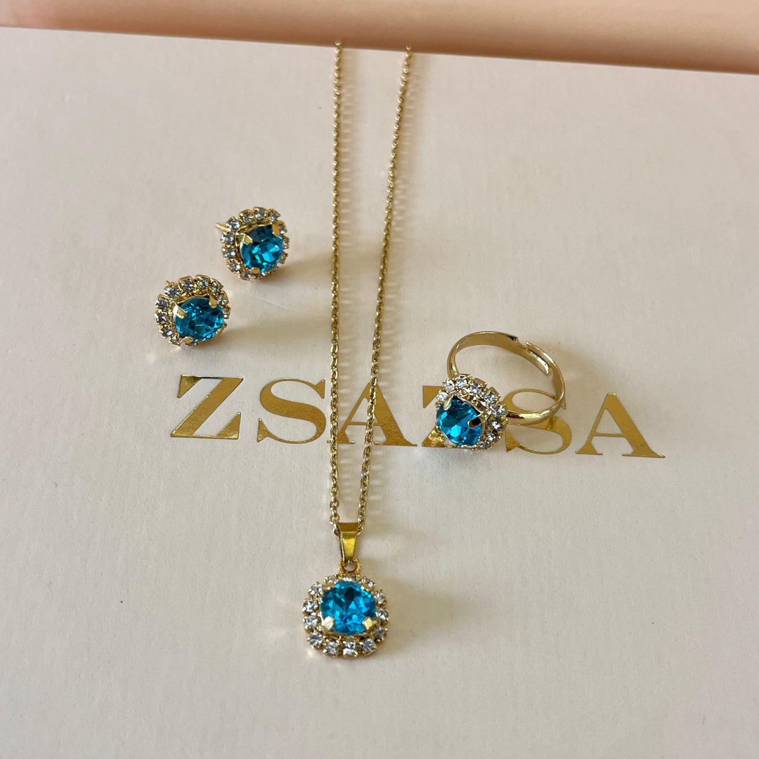 Turquoise Swarovski crystals set