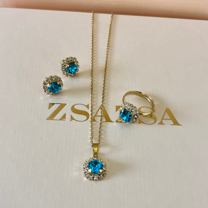 Turquoise Swarovski crystals set
