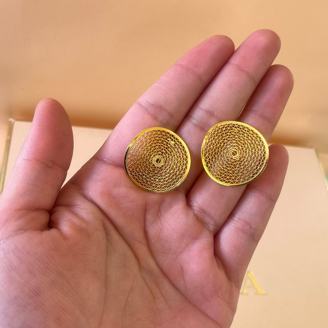 Gold round handmade studs