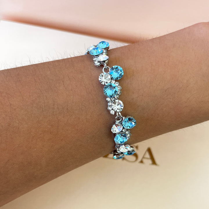 Turquoise elegant Swarovski crystals set