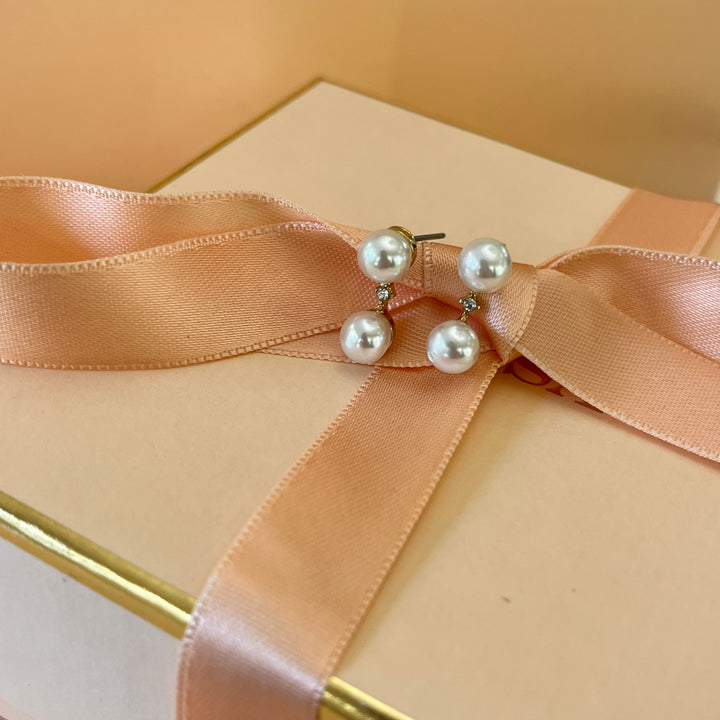 Pearl & zircone gold earrings