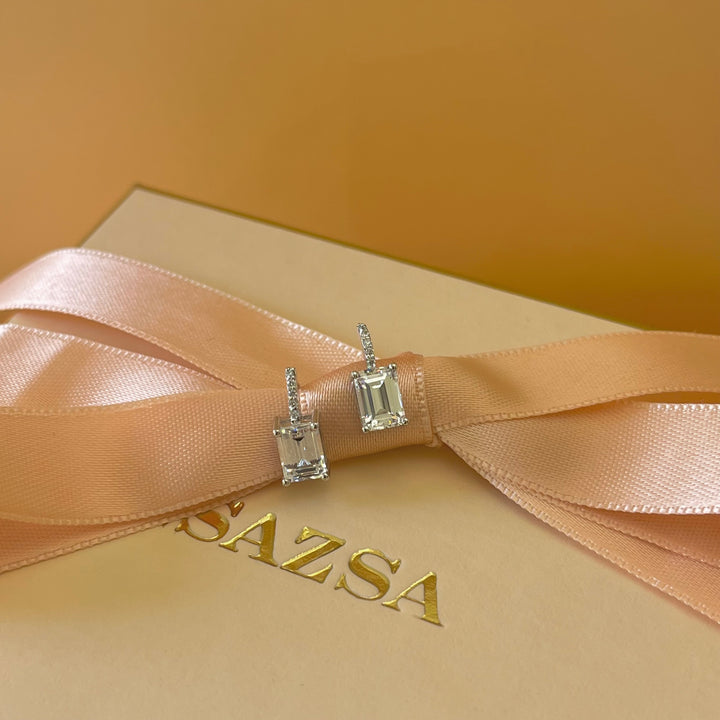 Silver zircone rectangular