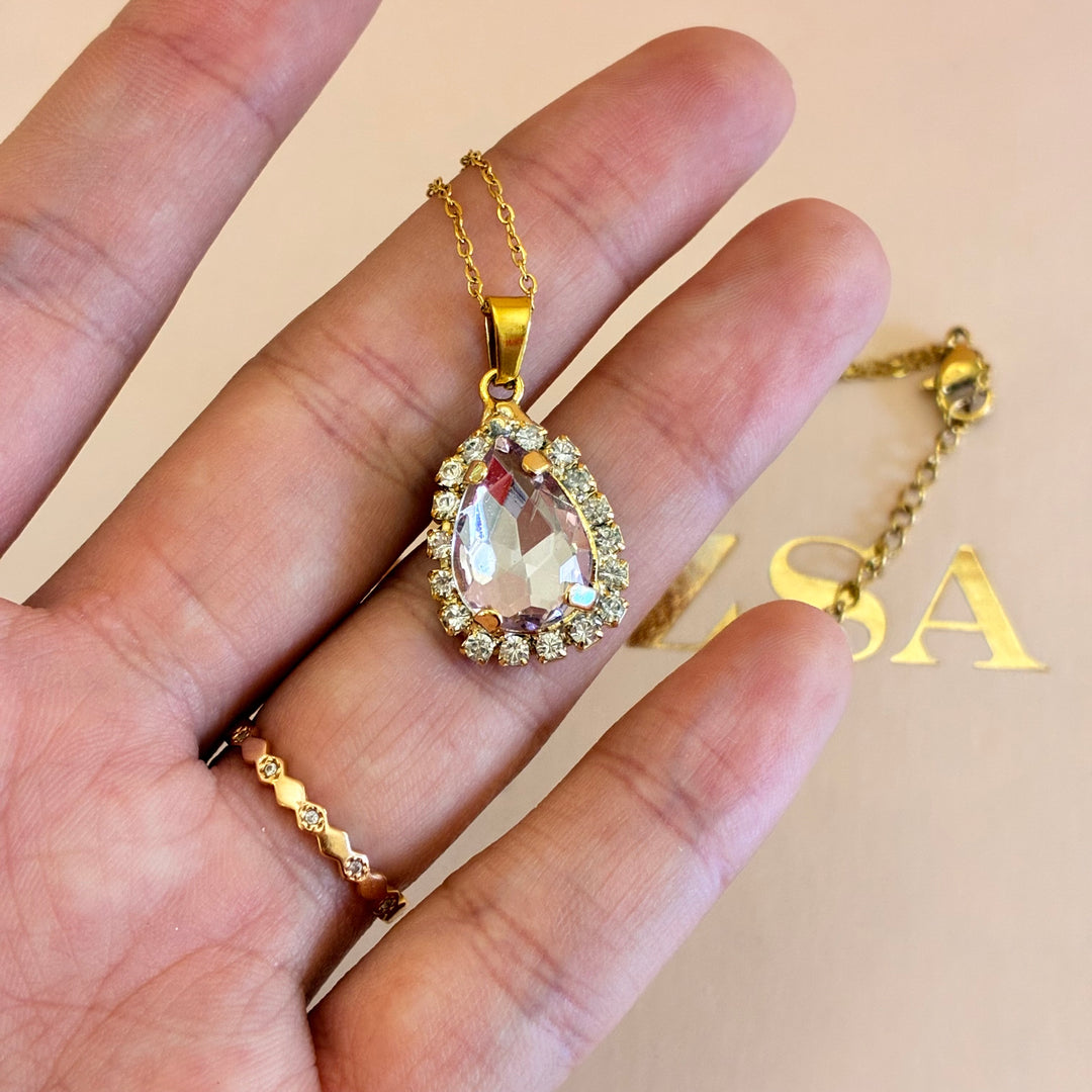 Teardrop lilac Preciosa Crystals gold plated set