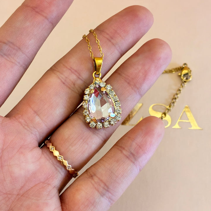 Teardrop lilac Preciosa Crystals gold plated set