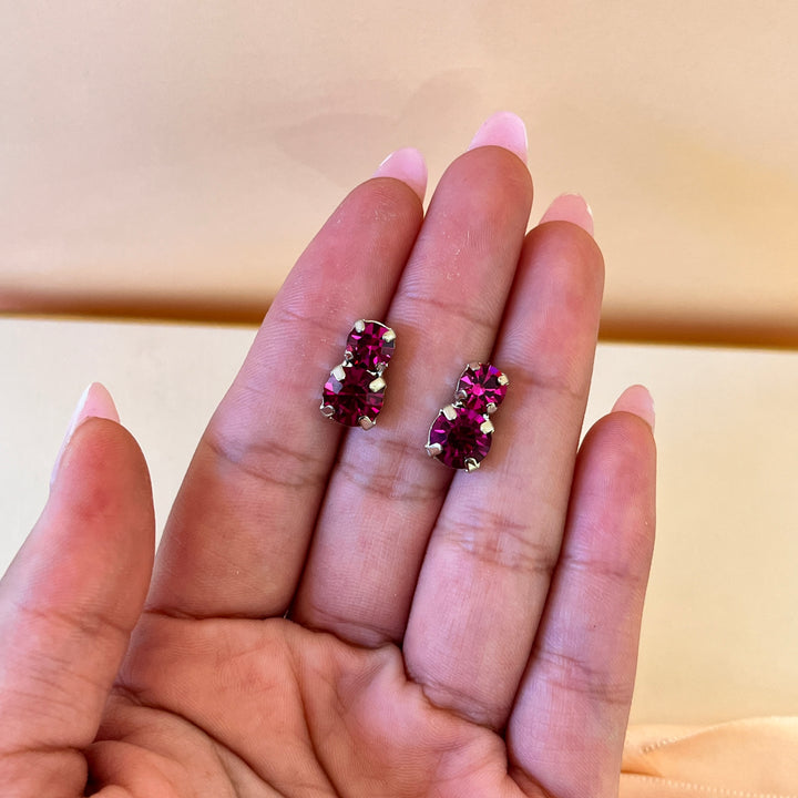 Fuchsia Swarovski crystals studs
