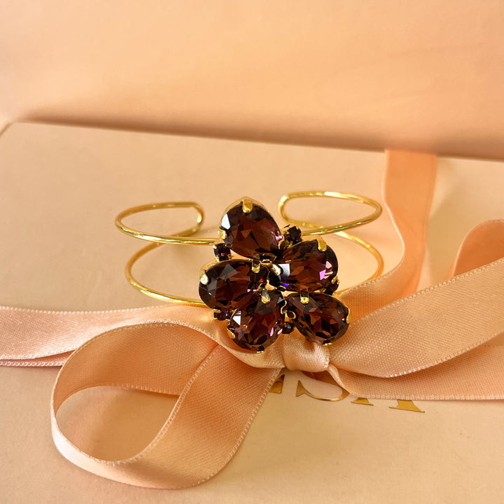 Purple teardrop preciosa crystals set