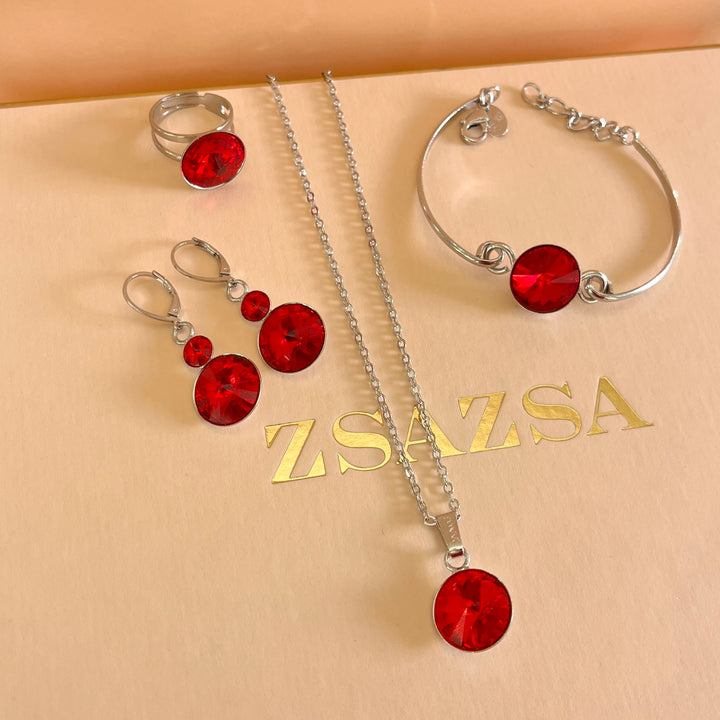 Red Swarovski crystals set