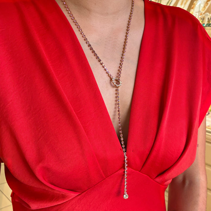 Pink Swarovski crystals gold plated set