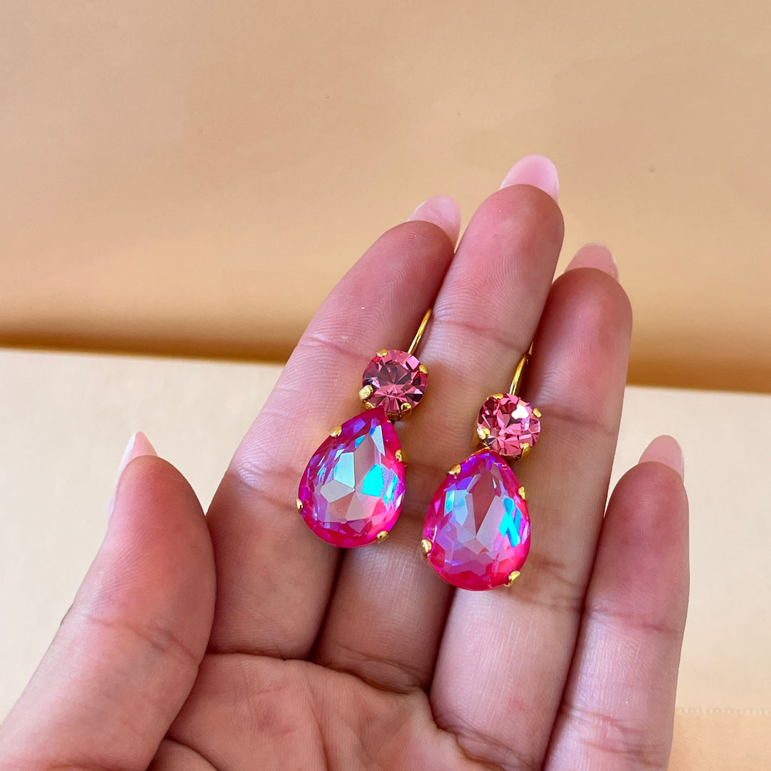 Fuchsia Swarovski crystals hooks and bangle