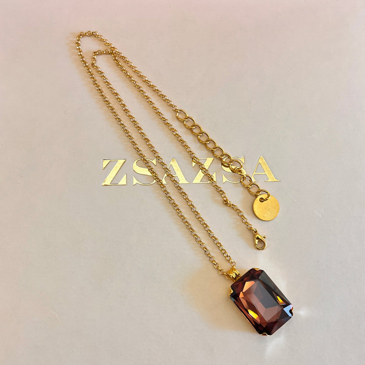 Purple rectangular preciosa crystal pendant