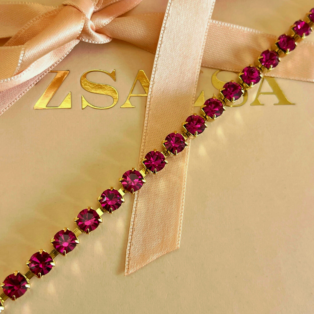 Fuchsia preciosa crystals bracelet