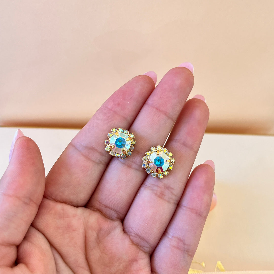 Aurora borealis Swarovski crystals studs