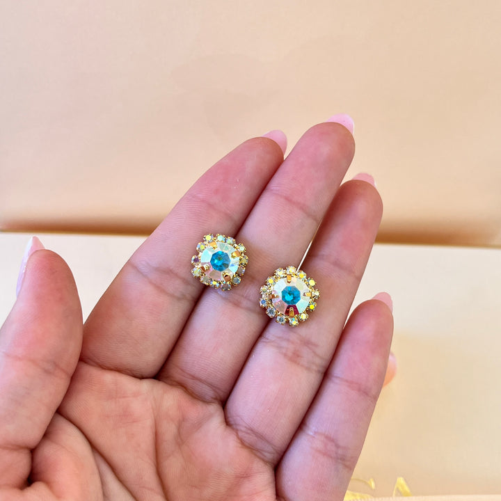 Aurora borealis Swarovski crystals studs