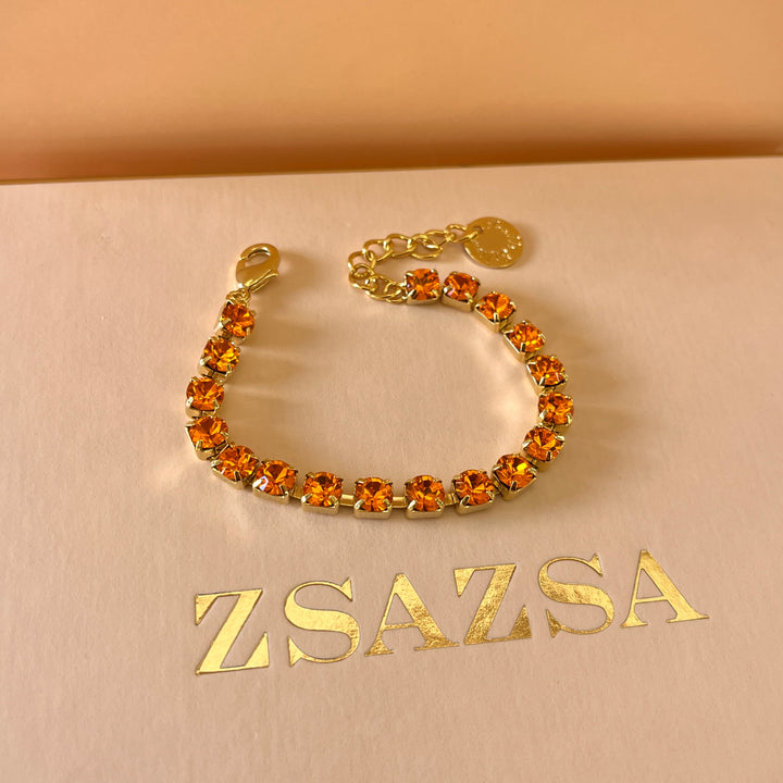 Orange Swarovski crystals bracelet