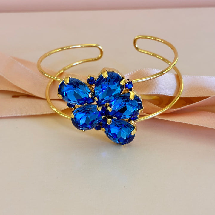 Royal blue Swarovski crystals gold plated set
