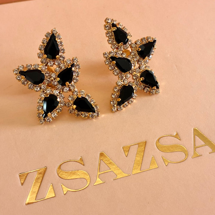 Black teardrops Preciosa crystals set