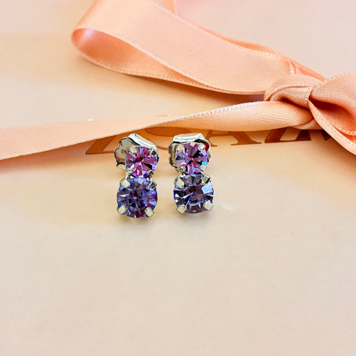 Lilac Swarovski crystals silver earrings