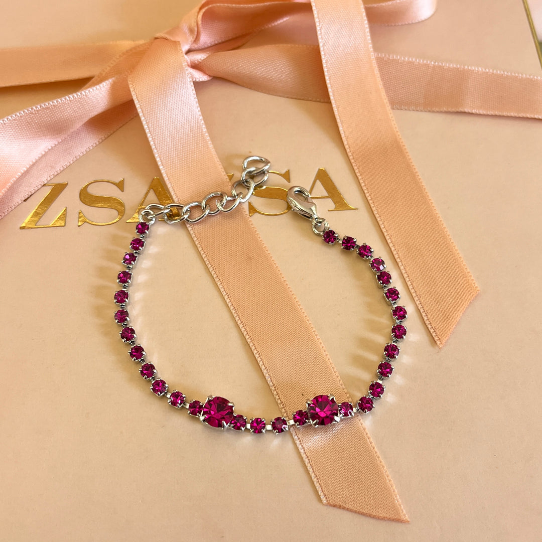Fuchsia Swarovski crystals bracelet